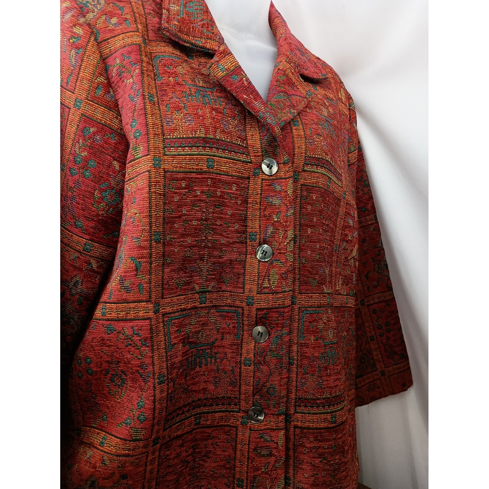 Appleseeds 14 red floral vintage grandmacore work business career button blazer - Picture 5 of 7